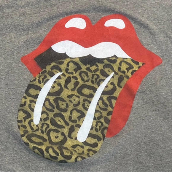 Gray Classic Red Lips Leopard Tongue T-Shirt Size L Bella + Canvas - Picture 2 of 8